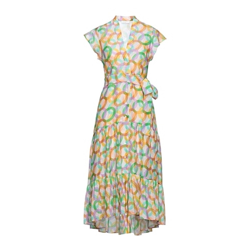 Sandro Printed Linen and Silk-blend Midi Dress - Size 38FR/6 US - Picture 6 of 14